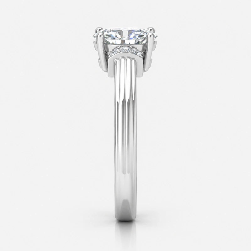 Oval lab-grown diamond engagement ring with accent stones