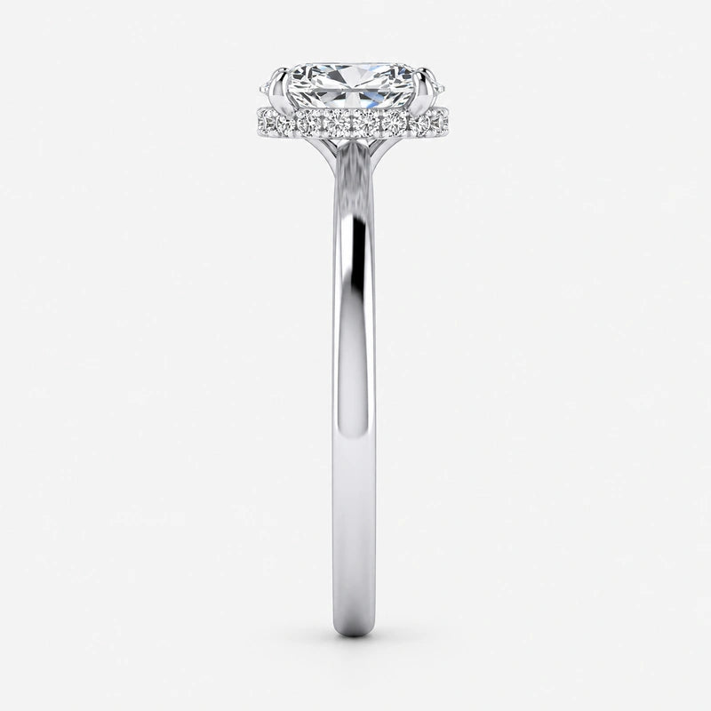 IGI Certified Oval-Cut Diamond Hidden Halo Engagement Ring in Platinum & Gold
