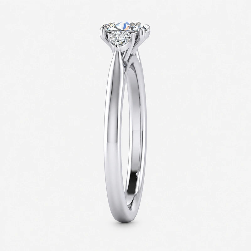IGI Certified Oval & Pear-Cut Diamond Three-Stone Engagement Ring in Platinum & Gold