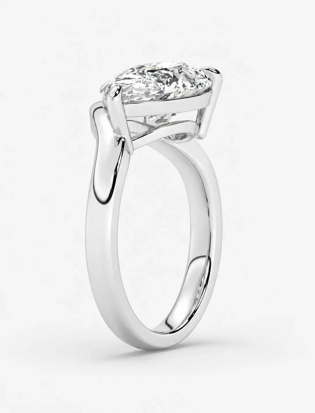 IGI Certified Lab Grown East-West Pear-Shaped Diamond Bypass Solitaire Ring in Gold & Platinum