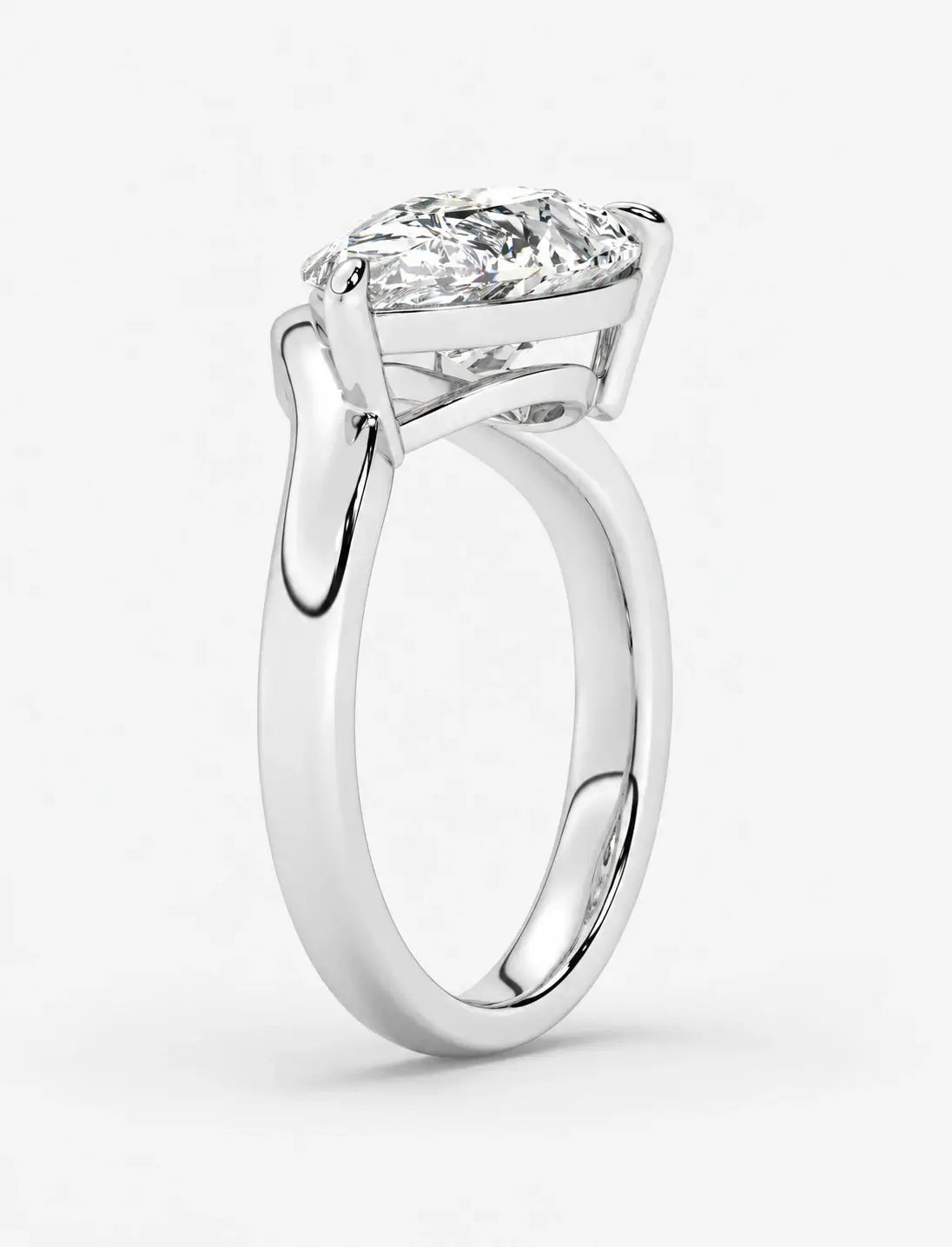 IGI Certified Lab Grown East-West Pear-Shaped Diamond Bypass Solitaire Ring in Gold & Platinum
