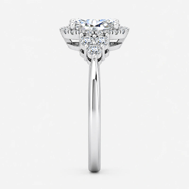 IGI Certified Nadia Oval Diamond Halo Engagement Ring in Platinum & Gold