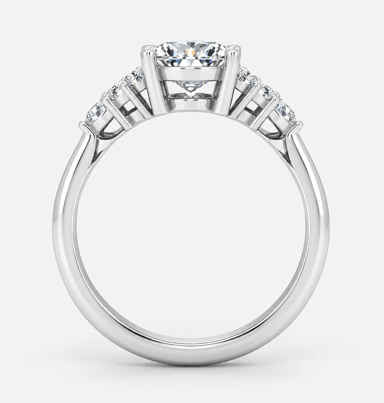 IGI Certified Aurora Oval Diamond Engagement Ring with Marquise Cluster Side Stones in Platinum & Gold