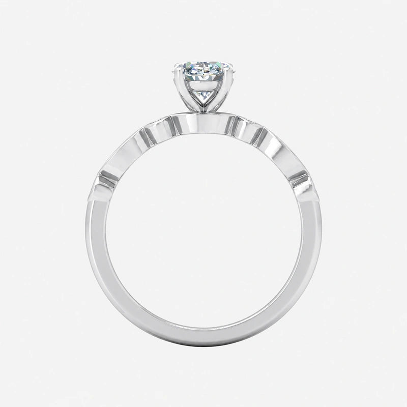 IGI Certified Petal & Vine Oval Milgrain Engagement Ring in Platinum & Gold - 1.00Ct-5.00Ct