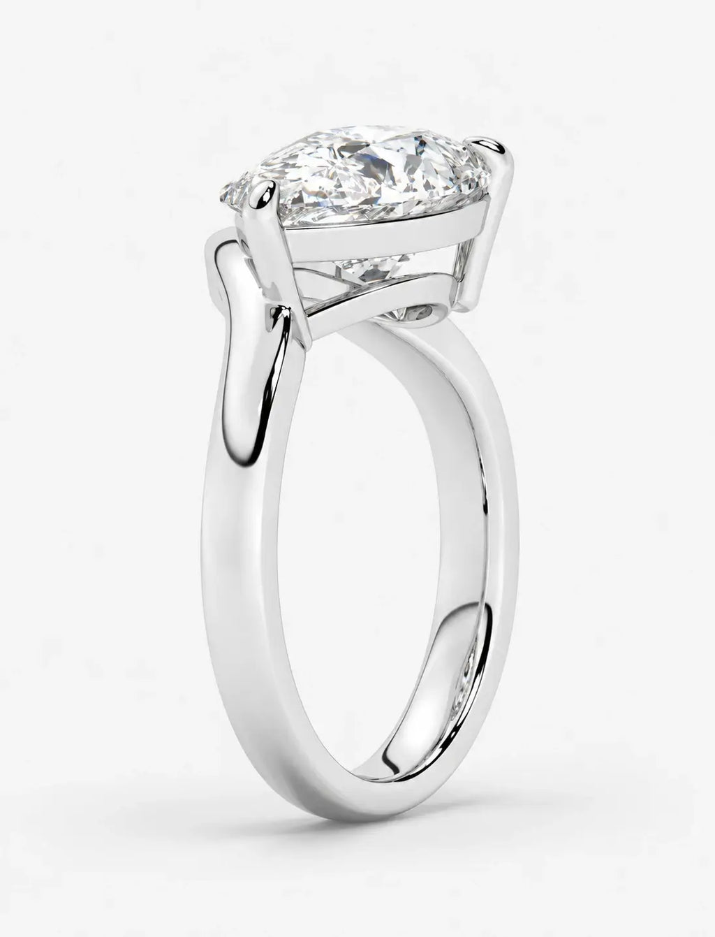 IGI Certified Lab Grown East-West Pear-Shaped Diamond Bypass Solitaire Ring in Gold & Platinum