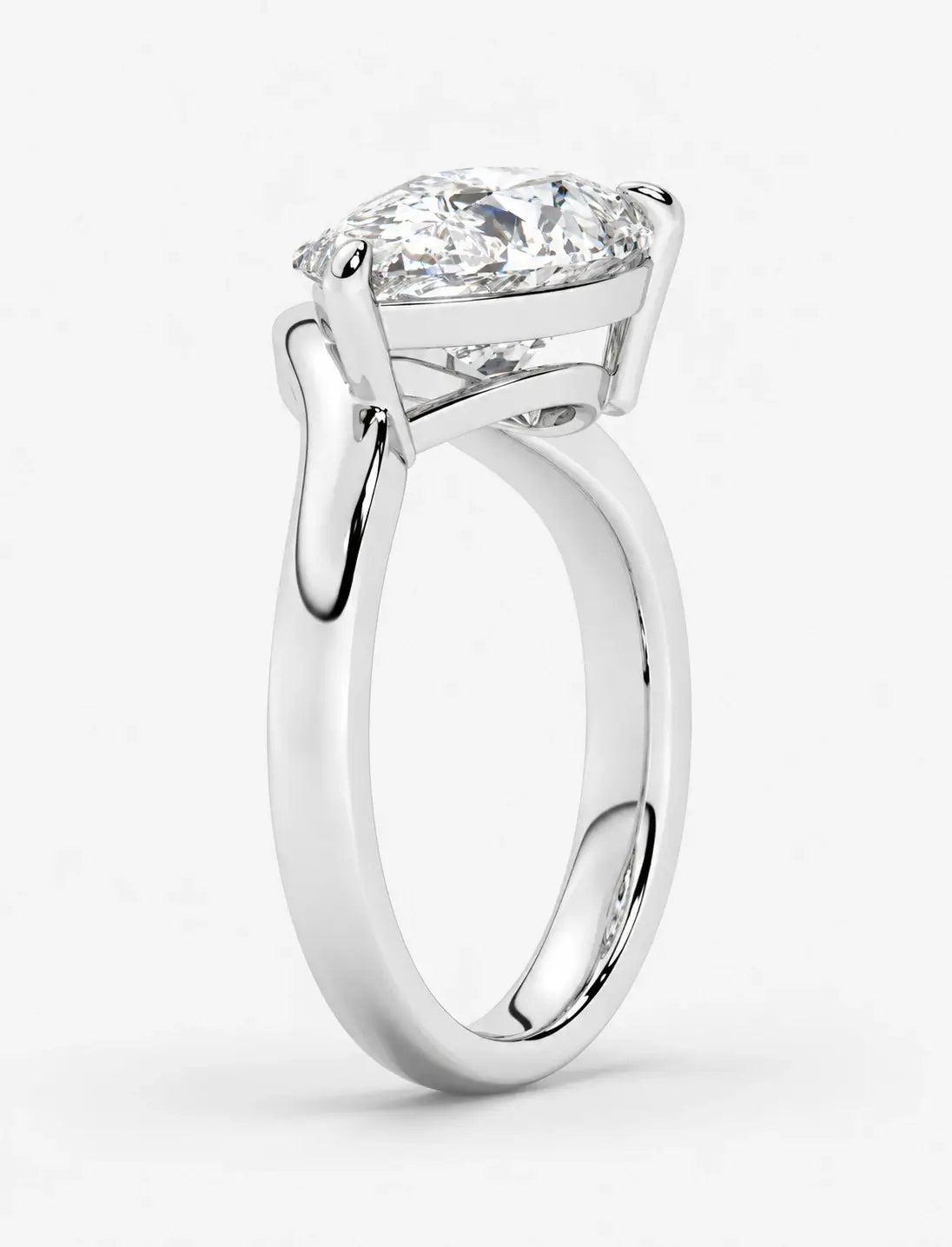 IGI Certified Lab Grown East-West Pear-Shaped Diamond Bypass Solitaire Ring in Gold & Platinum