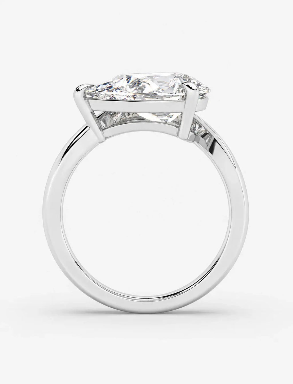 IGI Certified Lab Grown East-West Pear-Shaped Diamond Bypass Solitaire Ring in Gold & Platinum