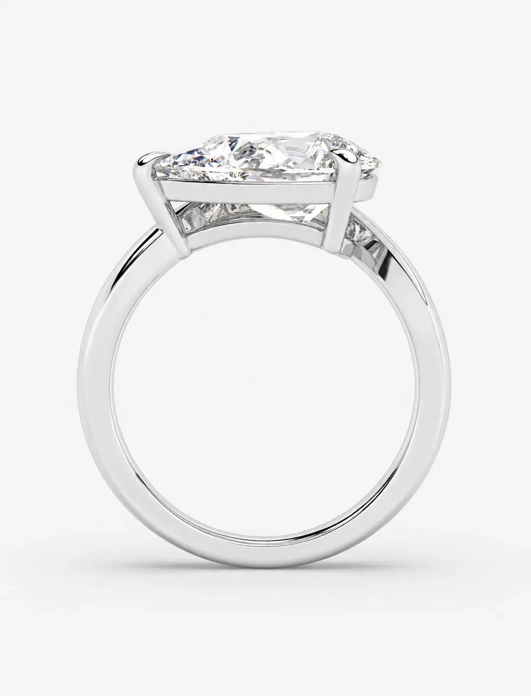 IGI Certified Lab Grown East-West Pear-Shaped Diamond Bypass Solitaire Ring in Gold & Platinum