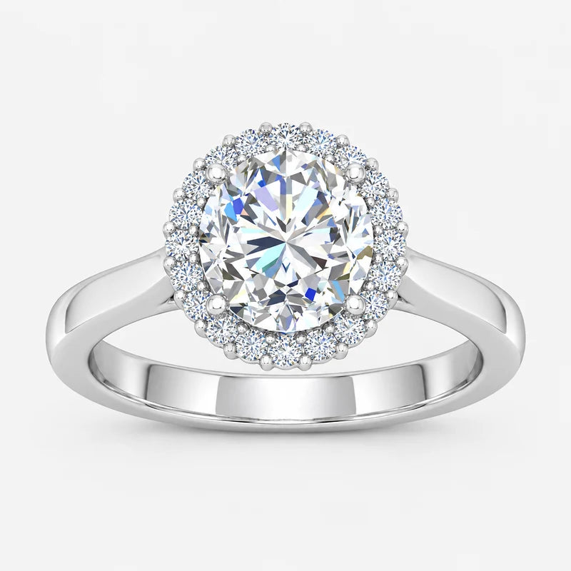 IGI Certified Lab Grown Round Brilliant Cut Halo Engagement Ring in Gold & Platinum – 1–5Ct