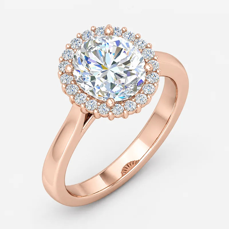 IGI Certified Lab Grown Round Brilliant Cut Halo Engagement Ring in Gold & Platinum – 1–5Ct