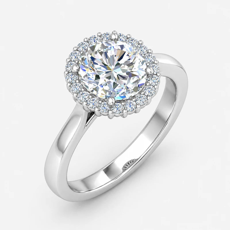 IGI Certified Lab Grown Round Brilliant Cut Halo Engagement Ring in Gold & Platinum – 1–5Ct