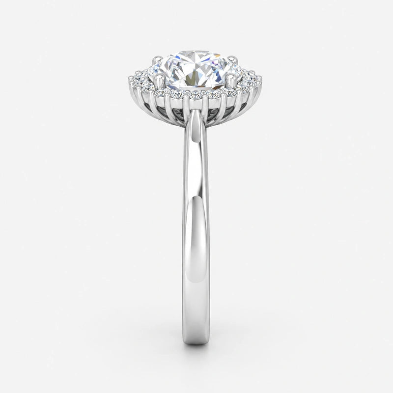 IGI Certified Lab Grown Round Brilliant Cut Halo Engagement Ring in Gold & Platinum – 1–5Ct