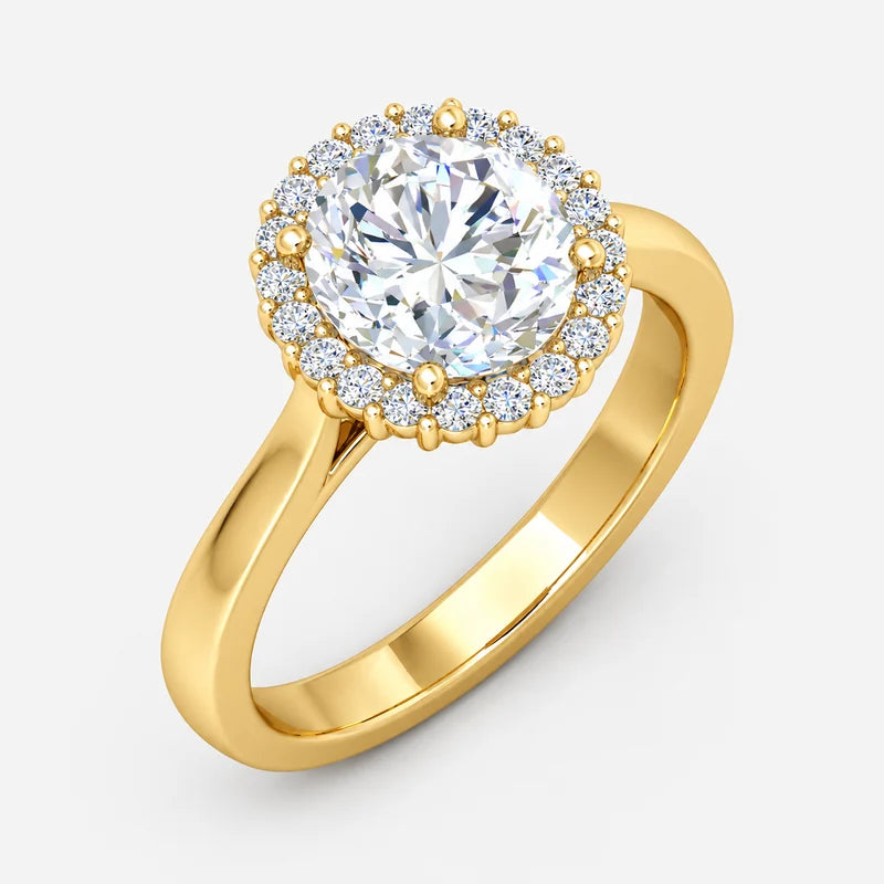 IGI Certified Lab Grown Round Brilliant Cut Halo Engagement Ring in Gold & Platinum – 1–5Ct