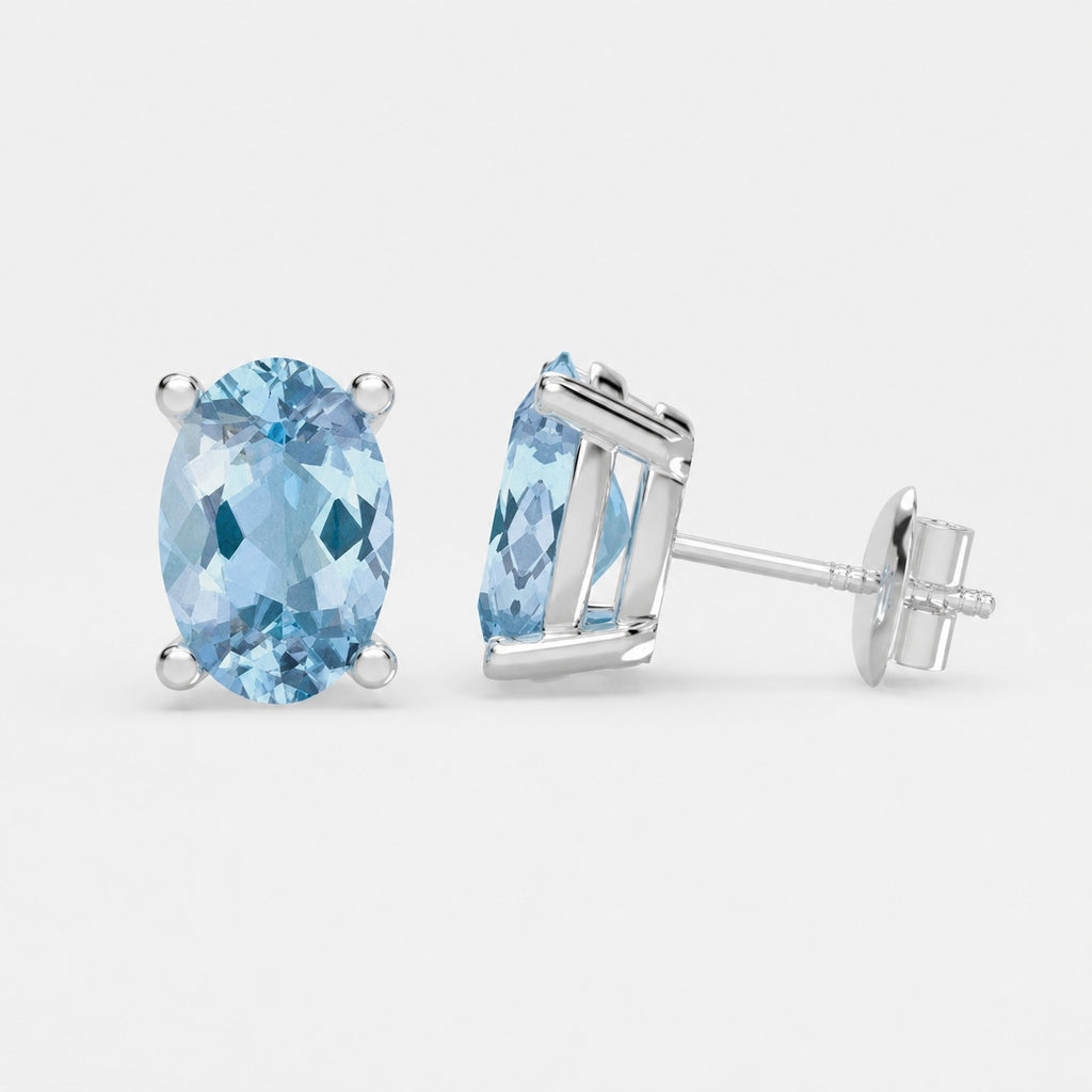 2.00 Ct Natural Aquamarine Stud Earring in White Gold