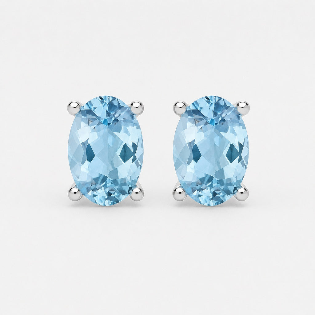 2.00 Ct Natural Aquamarine Stud Earring in White Gold