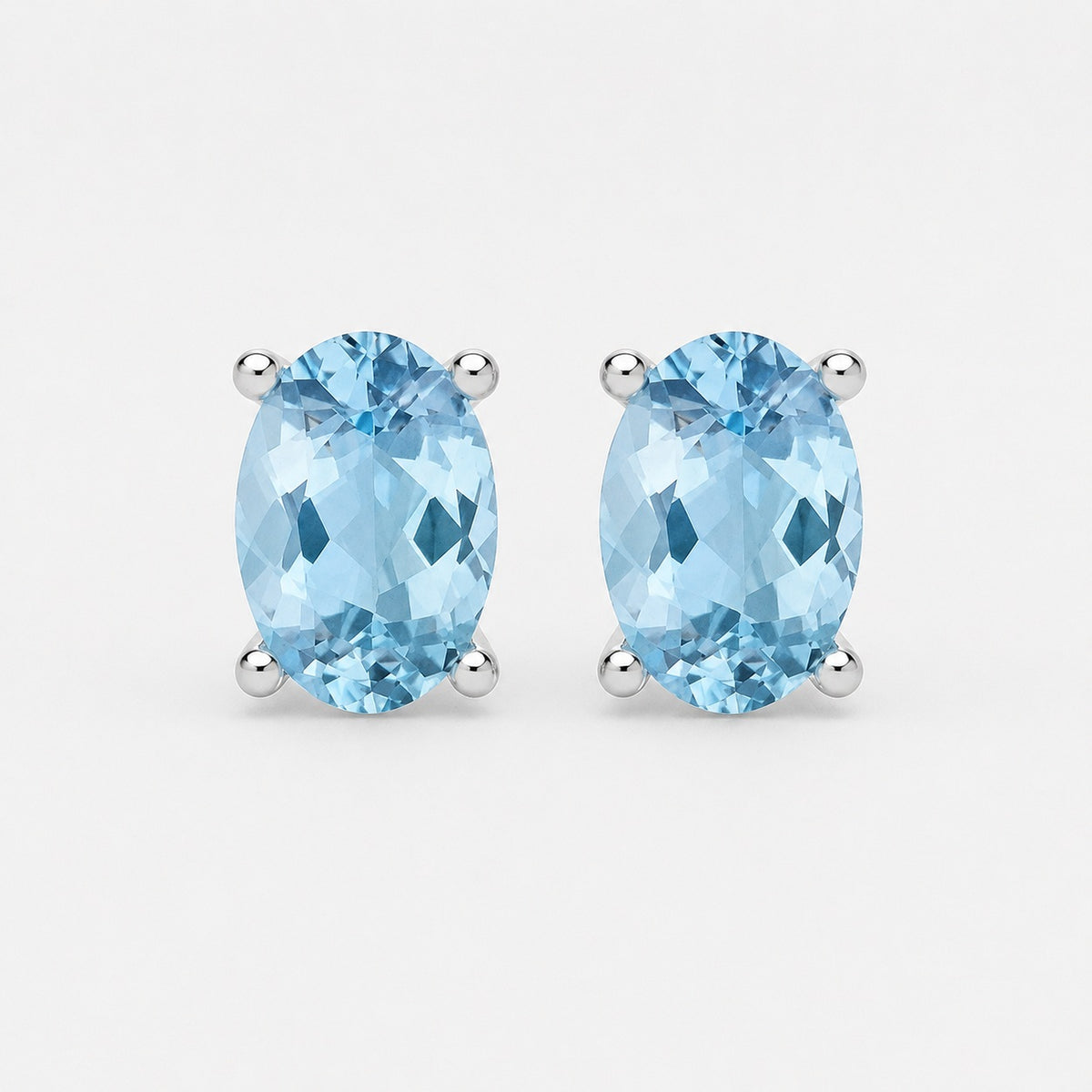 2.00 Ct Natural Aquamarine Stud Earring in White Gold