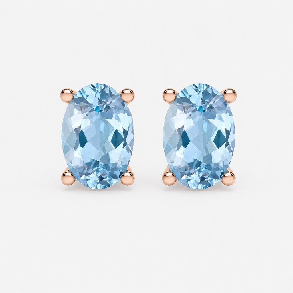 2.00 Ct Natural Aquamarine Stud Earring in White Gold