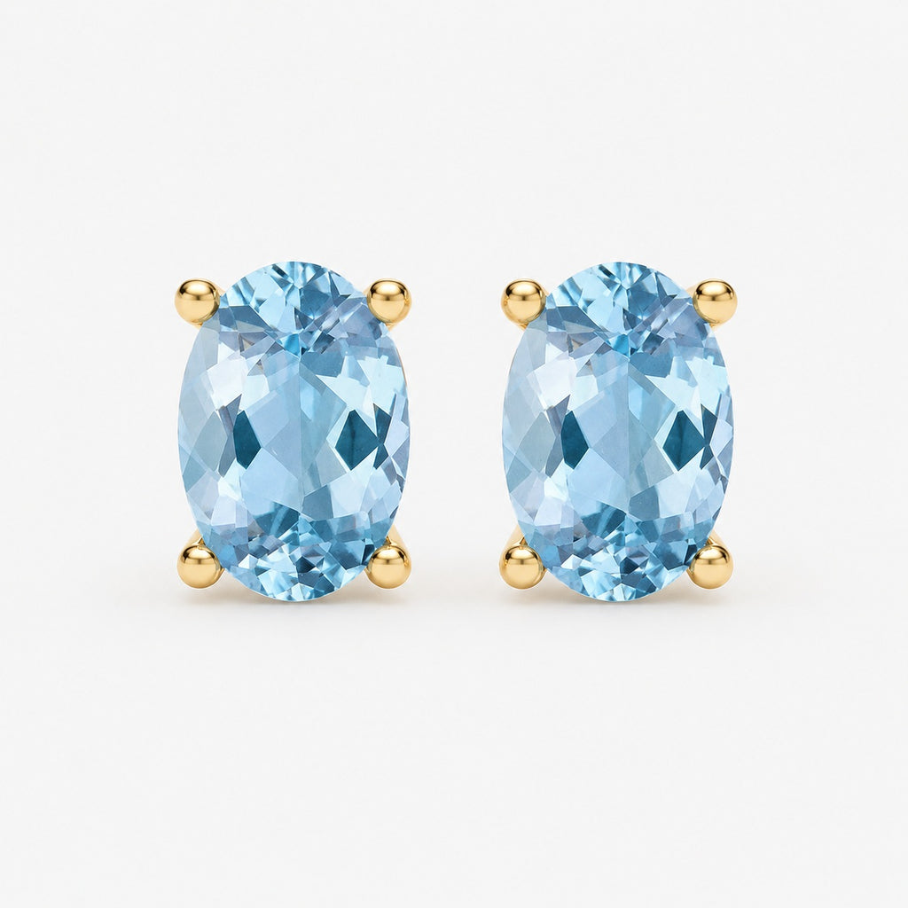 2.00 Ct Natural Aquamarine Stud Earring in White Gold