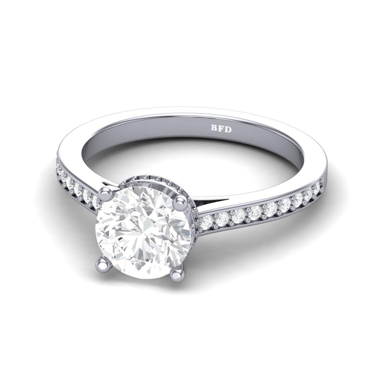 Certified Round Diamond Hidden Halo Engagement Ring - 1.50Ct - 2.50Ct