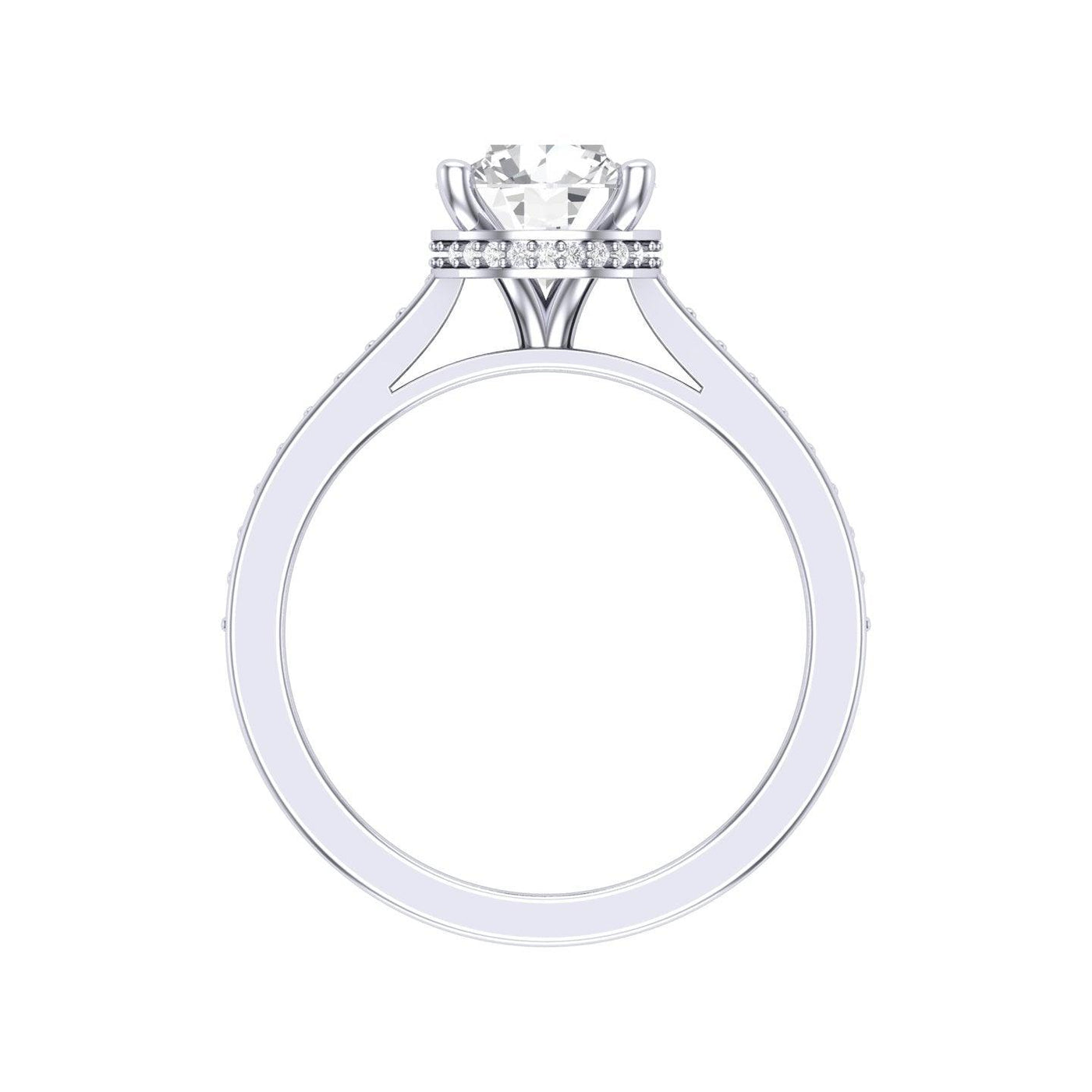 Certified Round Diamond Hidden Halo Engagement Ring - 1.50Ct - 2.50Ct