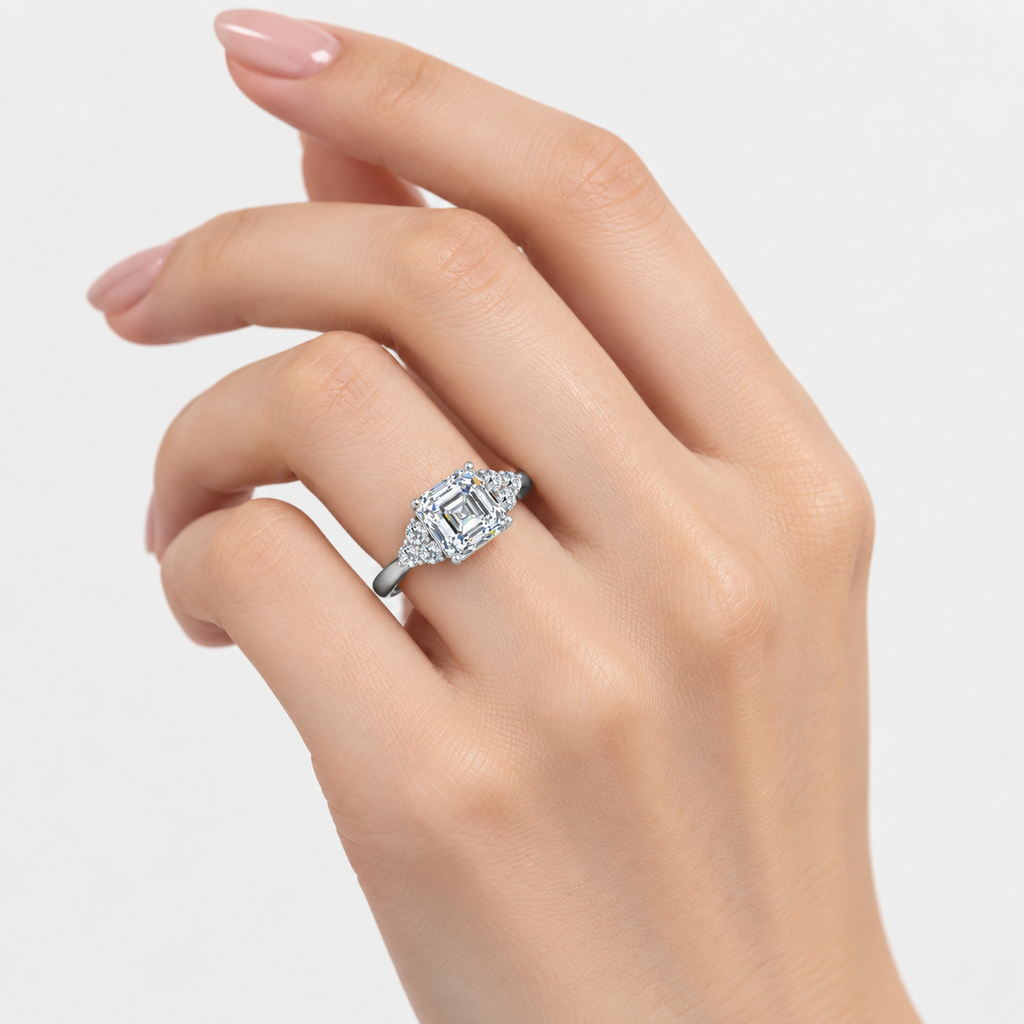IGI Certified Lab Grown Rosa Vintage Asscher Cut Diamond Engagement Ring in Gold & Platinum – 1–4Ct
