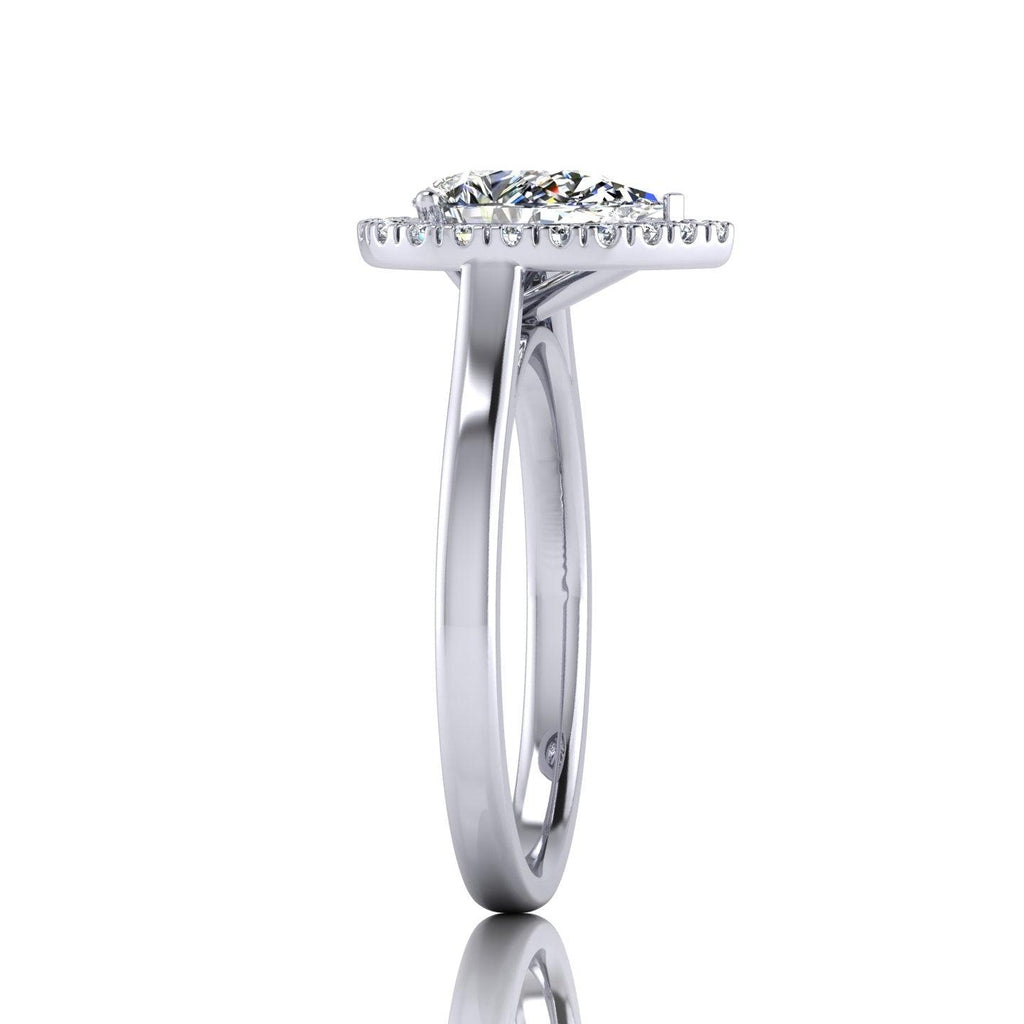 IGI Certified 1.20Ct Pear & Diamond Halo Engagement Ring in Platinum , 18k Gold