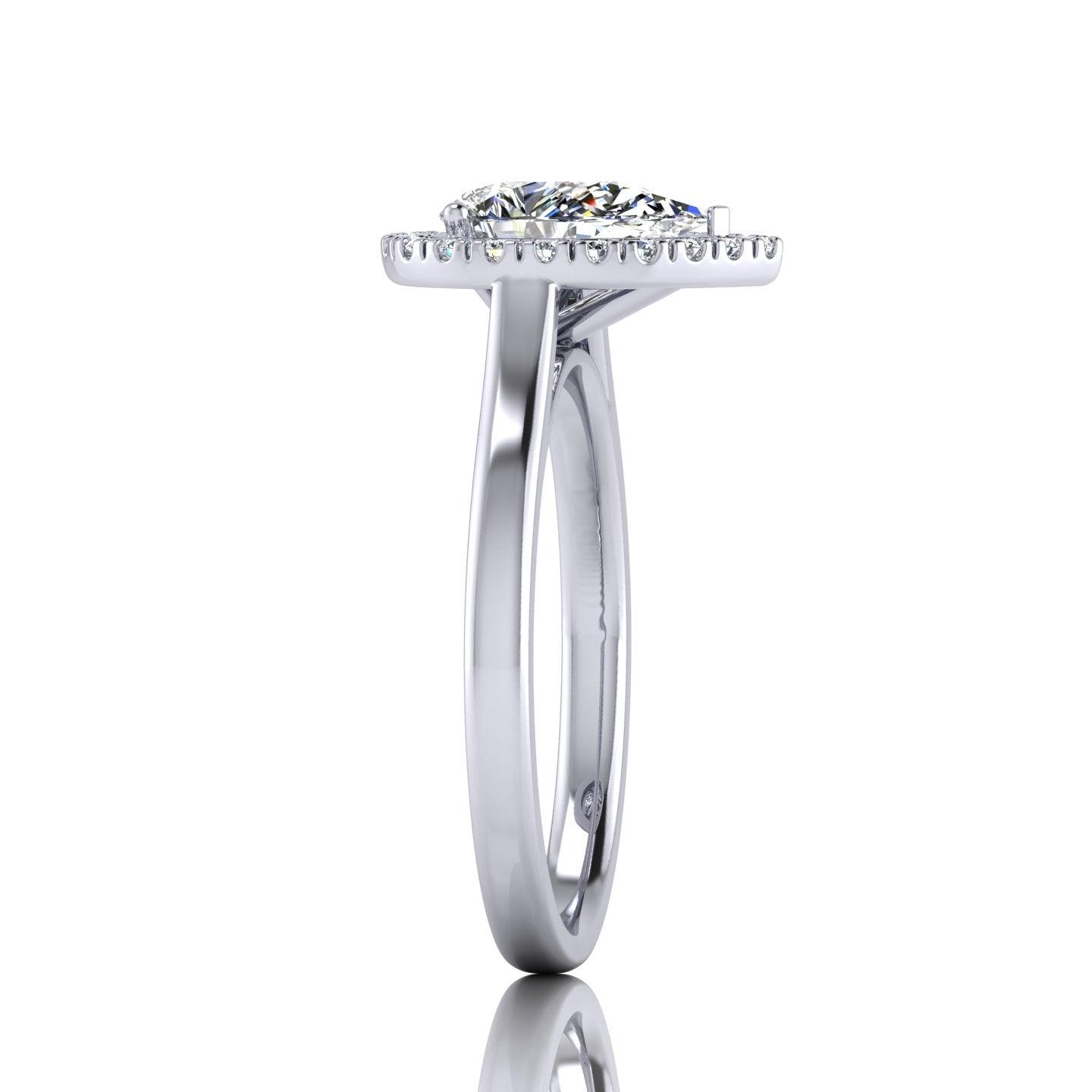 IGI Certified 1.20Ct Pear & Diamond Halo Engagement Ring in Platinum , 18k Gold