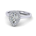IGI Certified 1.20Ct Pear & Diamond Halo Engagement Ring in Platinum , 18k Gold