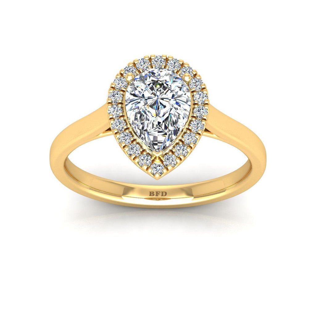 IGI Certified 1.20Ct Pear & Diamond Halo Engagement Ring in Platinum , 18k Gold