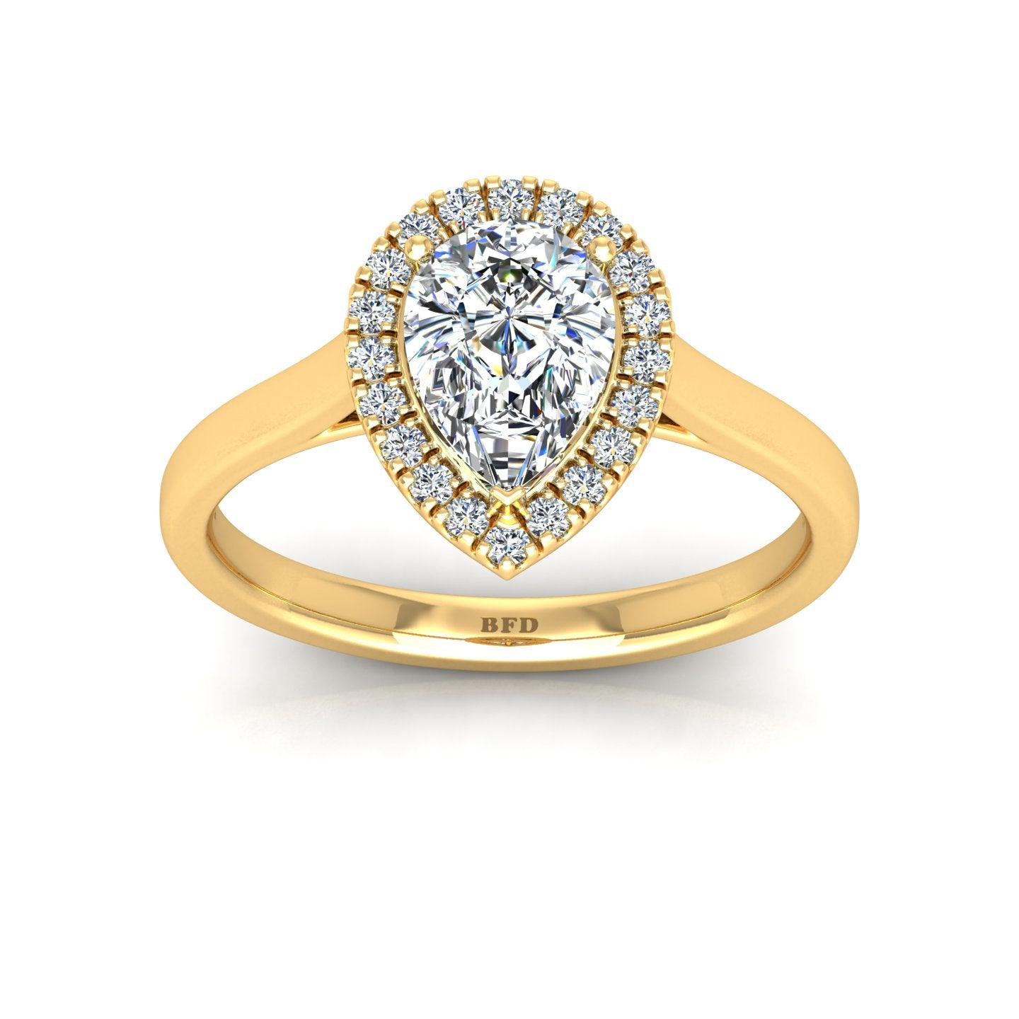 IGI Certified 1.20Ct Pear & Diamond Halo Engagement Ring in Platinum , 18k Gold