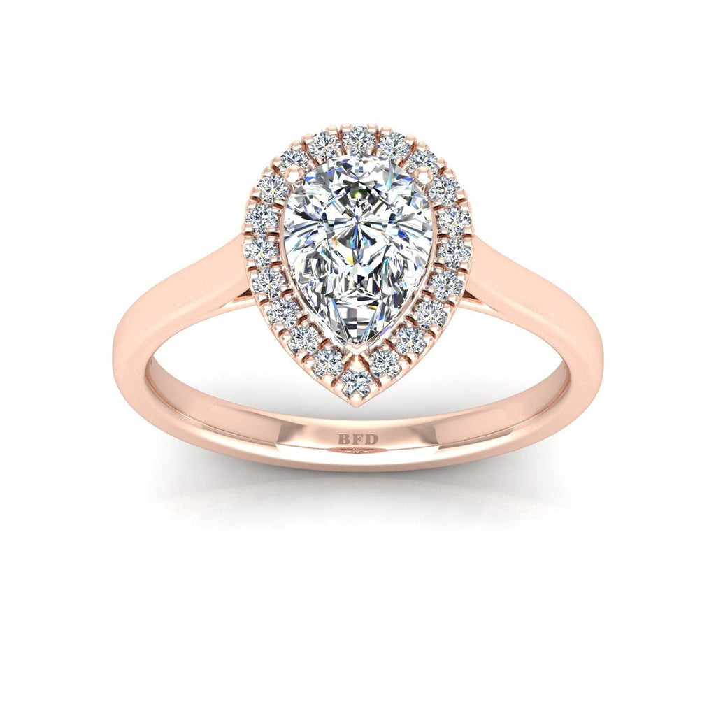 IGI Certified 1.20Ct Pear & Diamond Halo Engagement Ring in Platinum , 18k Gold