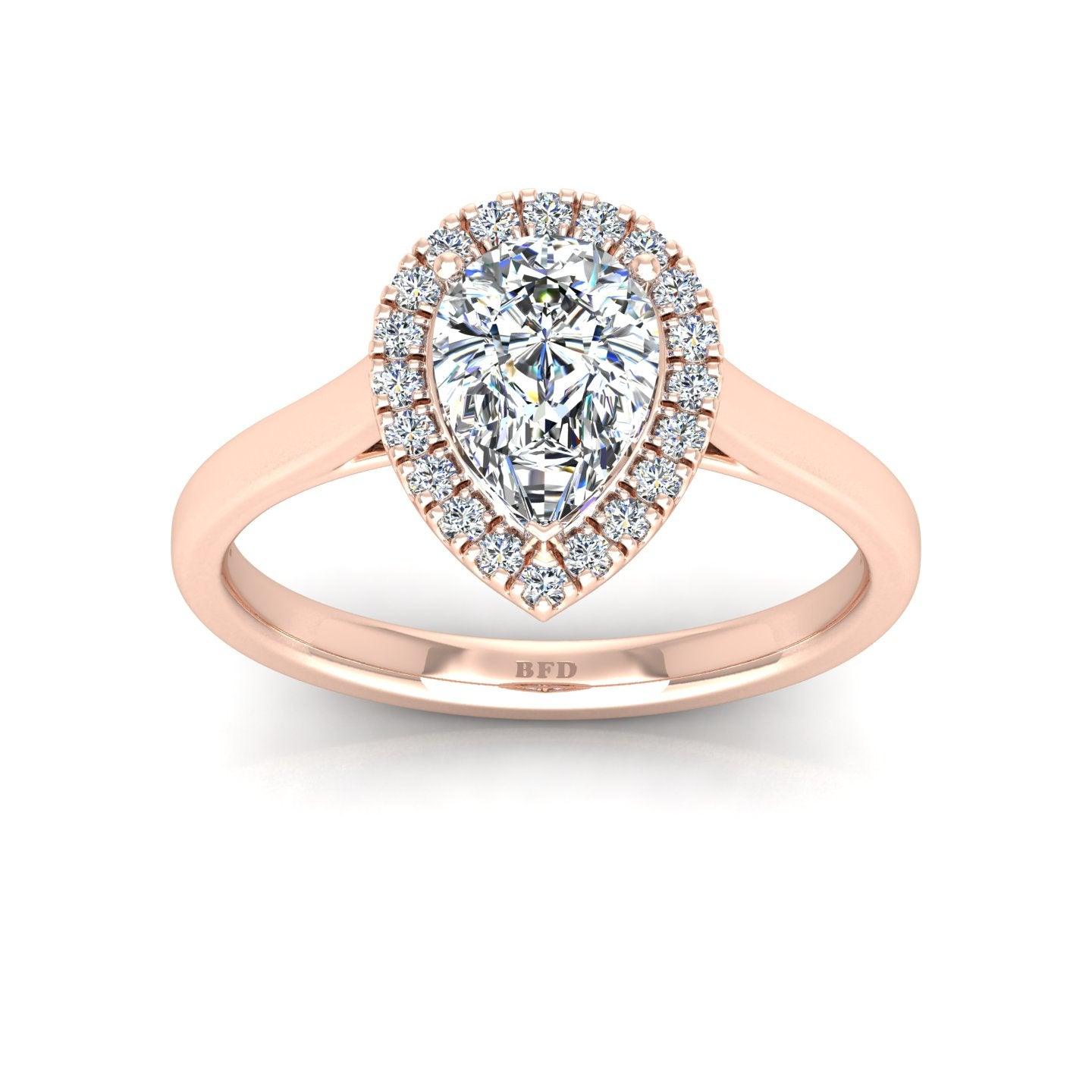 IGI Certified 1.20Ct Pear & Diamond Halo Engagement Ring in Platinum , 18k Gold