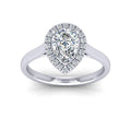 IGI Certified 1.20Ct Pear & Diamond Halo Engagement Ring in Platinum , 18k Gold