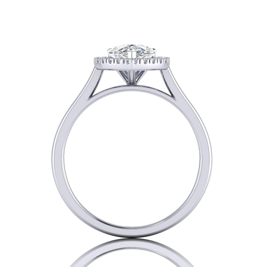 IGI Certified 1.20Ct Pear & Diamond Halo Engagement Ring in Platinum , 18k Gold
