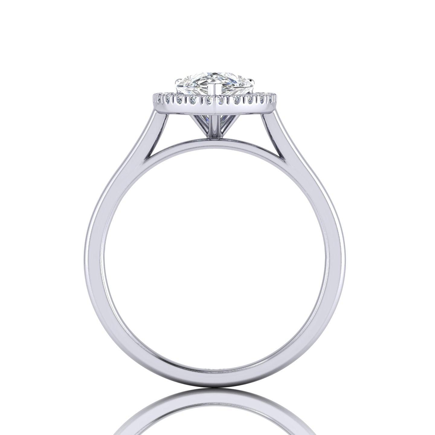 IGI Certified 1.20Ct Pear & Diamond Halo Engagement Ring in Platinum , 18k Gold