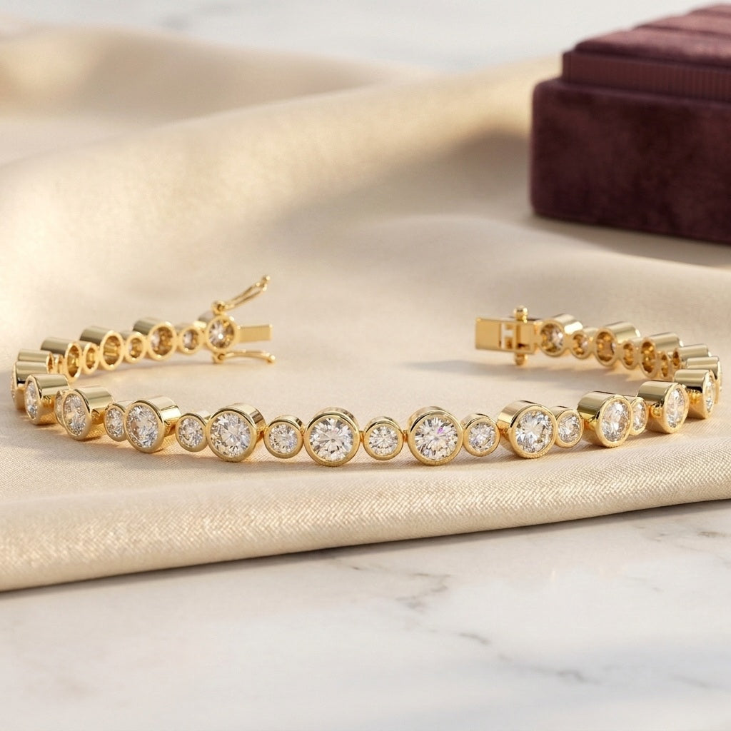 5.00ct Round Diamond Tennis Bracelet - 18k Yellow Gold