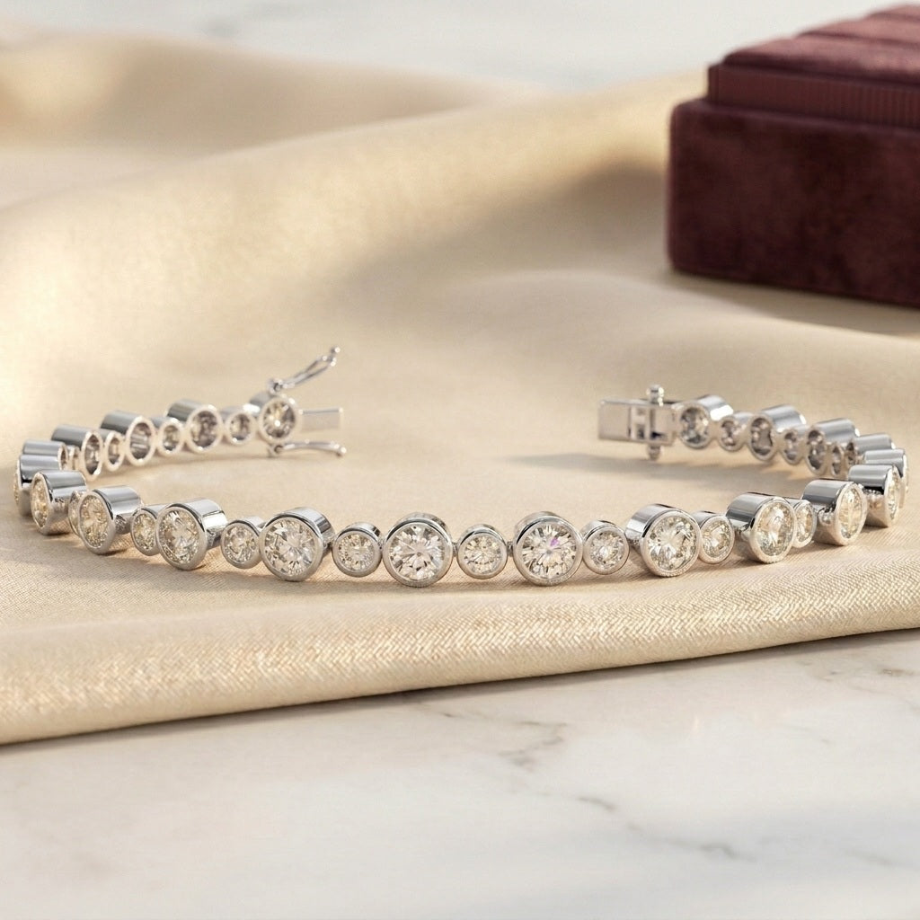 5.00ct Round Diamond Tennis Bracelet - 18k White Gold