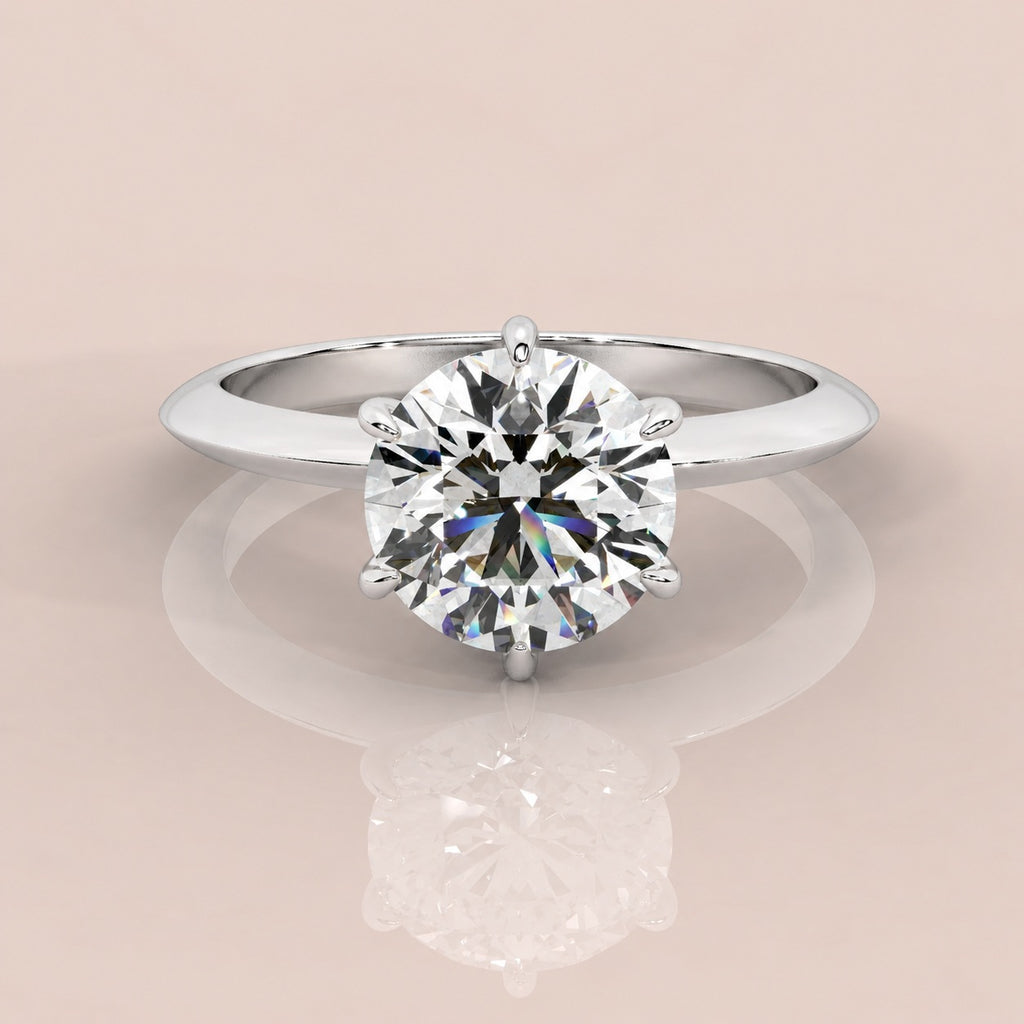 IGI Certified 2-3Ct D/VVS 6 Claw Round Diamond Engagement Ring in Platinum / 18k Gold