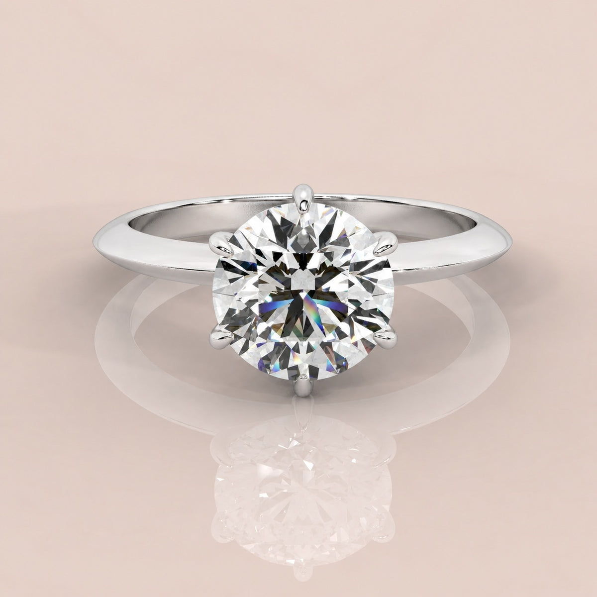 IGI Certified 2-3Ct D/VVS 6 Claw Round Diamond Engagement Ring in Platinum / 18k Gold