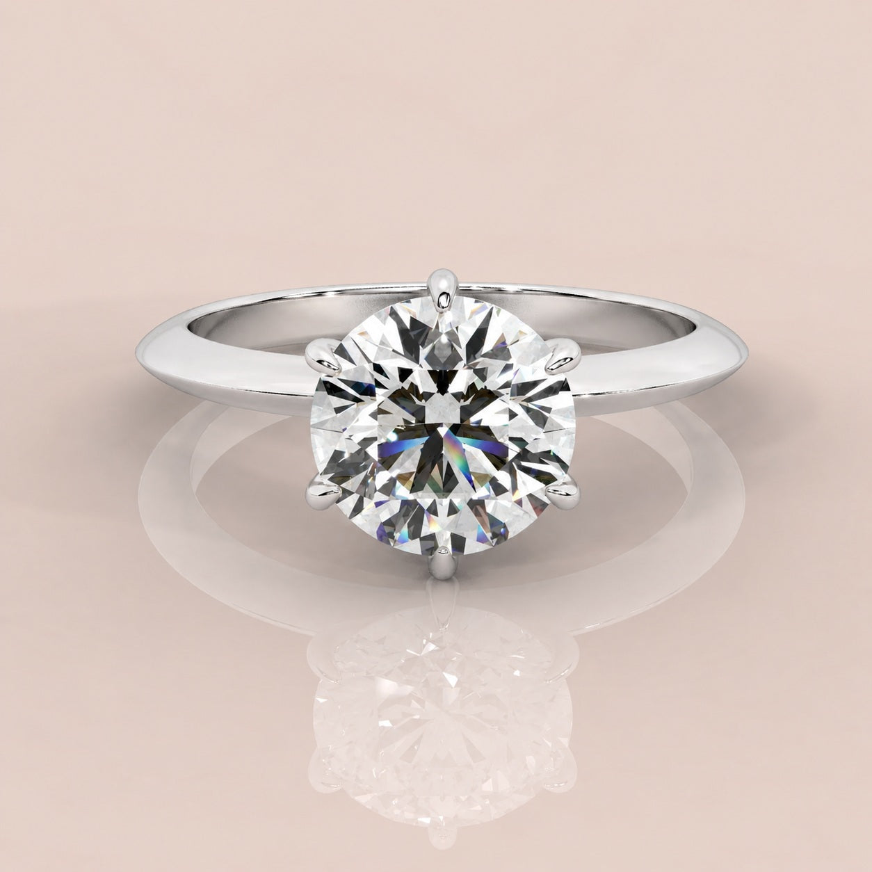 IGI Certified 2-3Ct D/VVS 6 Claw Round Diamond Engagement Ring in Platinum / 18k Gold