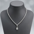 34Ct Pear Diamond Tennis Necklace – 18K White Gold, F/VS