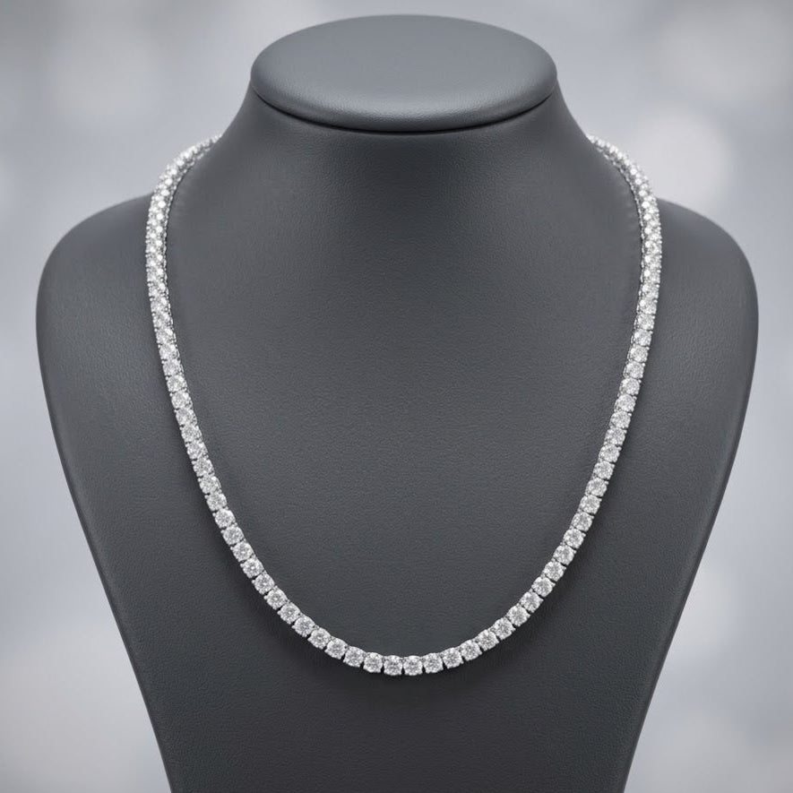 Luxury Gift ! D/VS 40.00Ct Lab Grown Round Diamond Tennis Necklace in Hallmarked 9k Gold