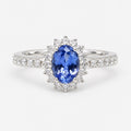 1.50 Carat Light Blue Sapphire & Round Diamond Cluster Ring In Gold & Platinum