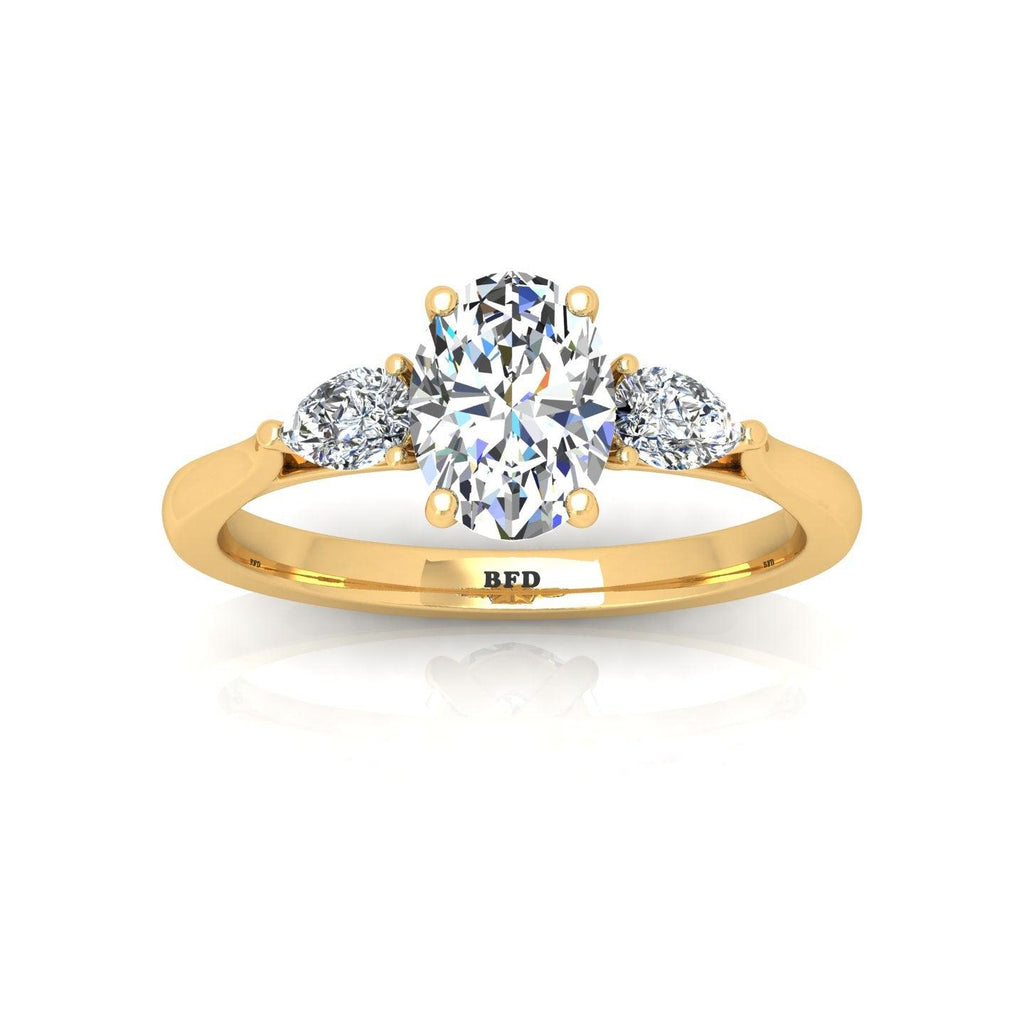 IGI Lab Grown Oval & Pear Shape Diamond Trilogy Ring In Platinum