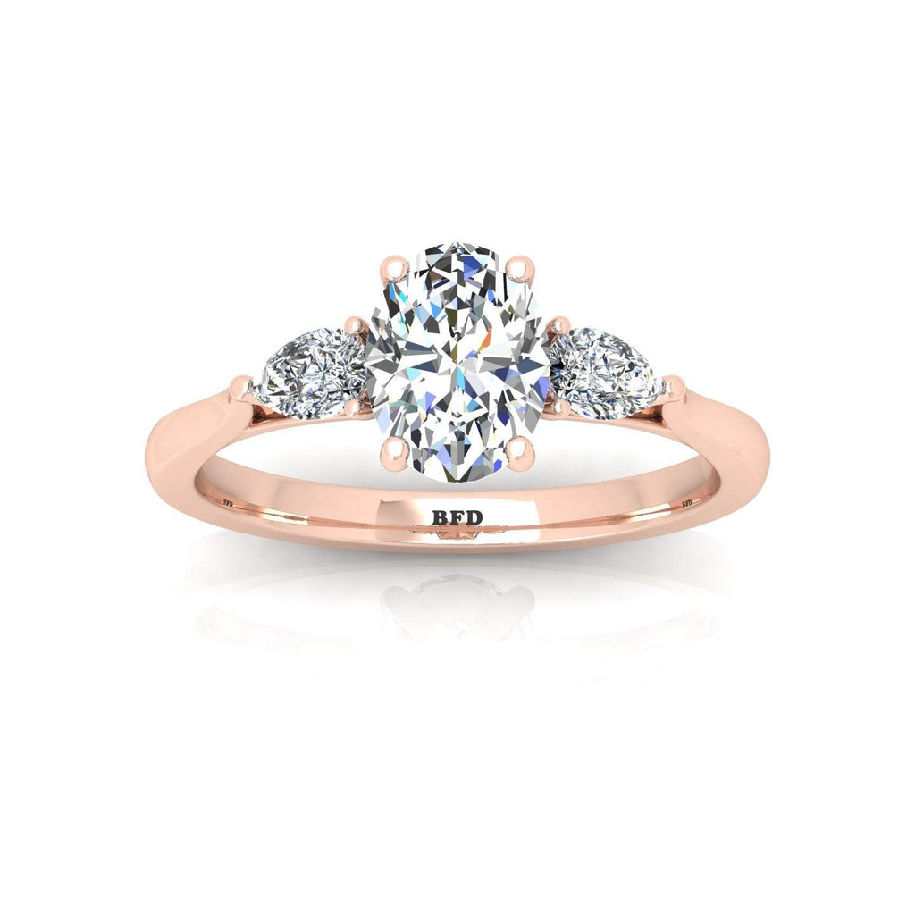 IGI Lab Grown Oval & Pear Shape Diamond Trilogy Ring In Platinum