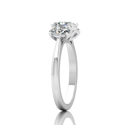 Oval Diamond 3 Stone Engagement Ring in Platinum 2.00Ct