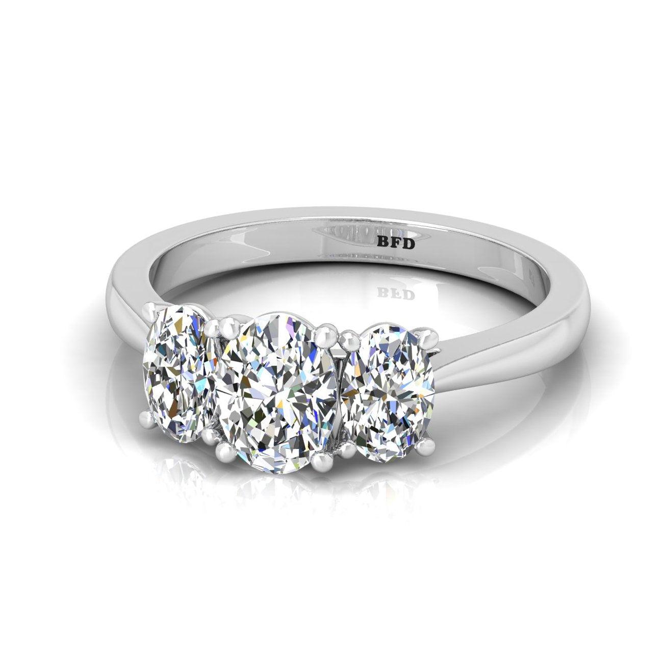 Oval Diamond 3 Stone Engagement Ring in Platinum 2.00Ct