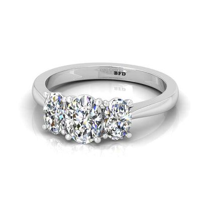 Oval Diamond 3 Stone Engagement Ring in Platinum 2.00Ct