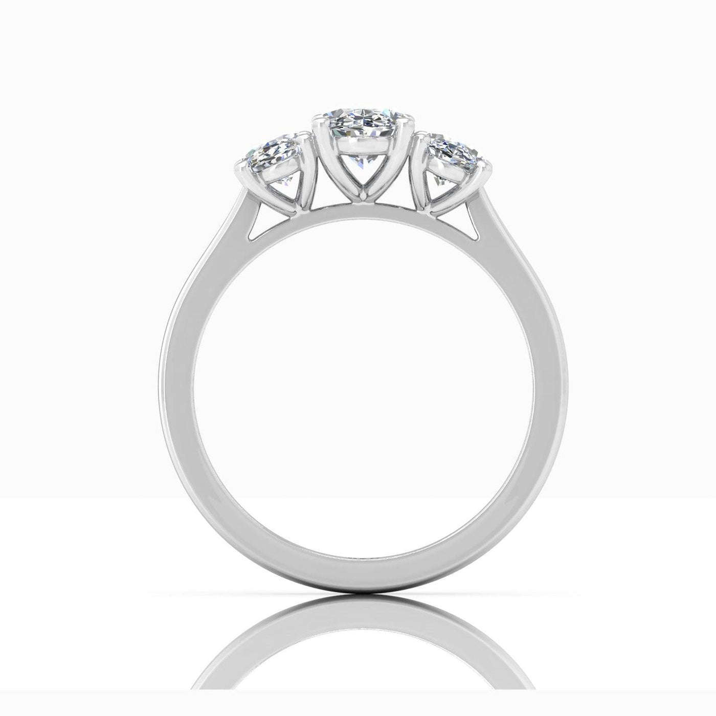 Oval Diamond 3 Stone Engagement Ring in Platinum 2.00Ct