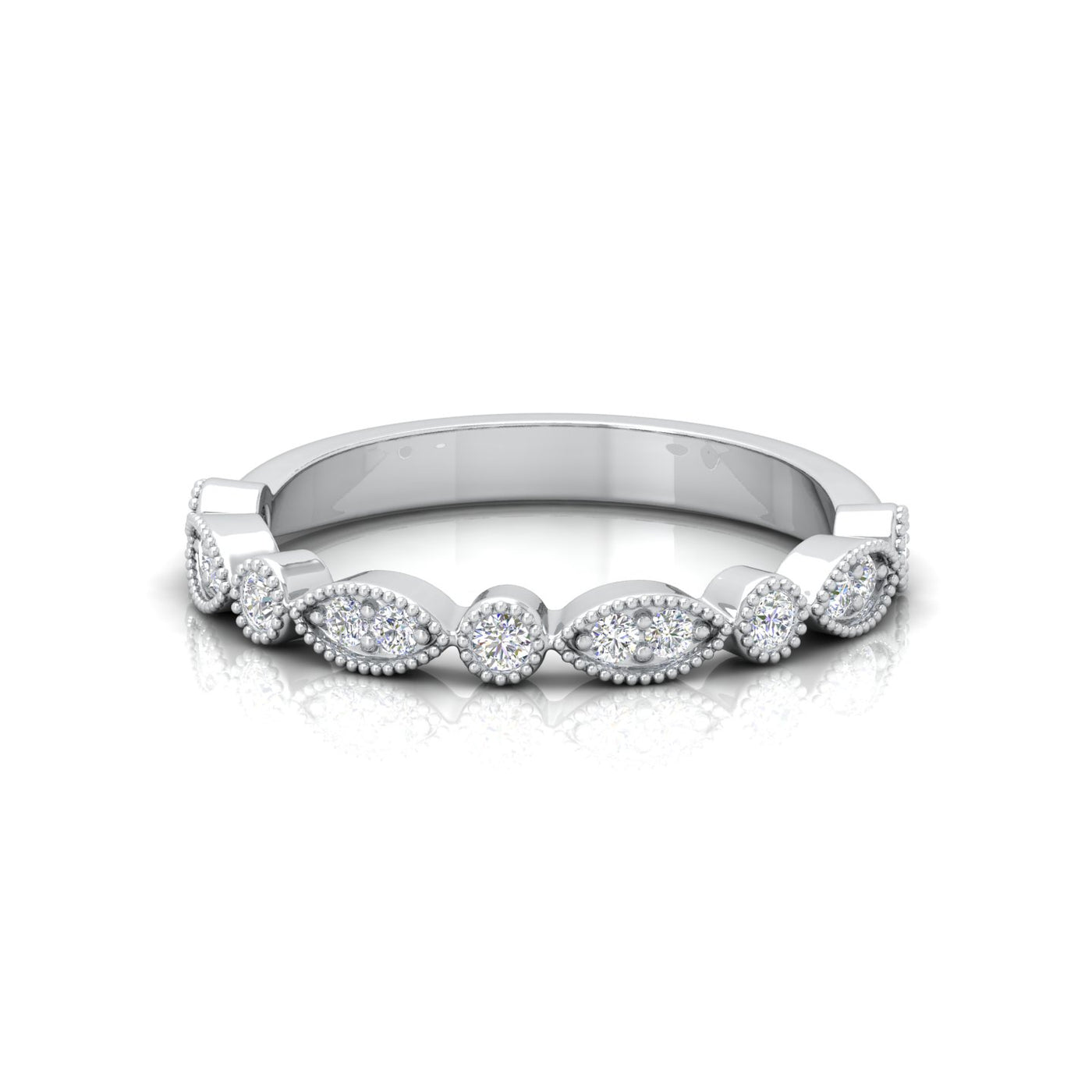 0.25 Carat D/VS Round Diamond Designer Half Eternity Wedding Ring - amadadiamonds